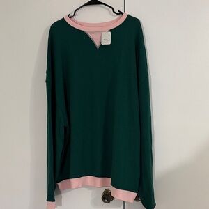 Free People Green and Pink sweatshirt